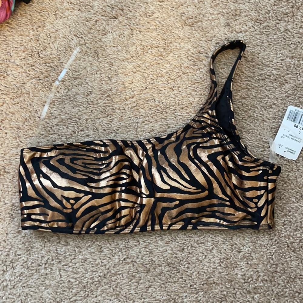 One strap bikini top- tiger striped